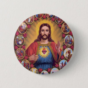 Het heilige Hart van Jesus Ronde Button 5,7 Cm