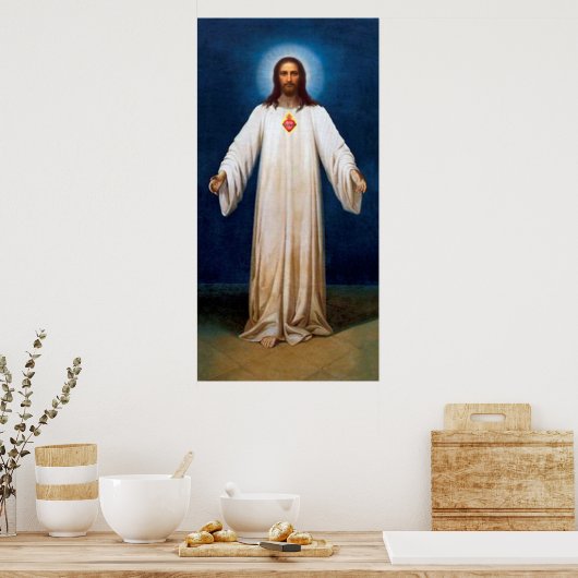 Het heilige hart van Jezus Afbeelding. Poster (Keuken)