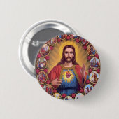 Het heilige hart van Jezus Ronde Button 5,7 Cm (Voorkant /achterkant)