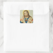 Het heilige hart vierkante sticker (Tas)