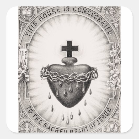 Het heiligste hart van Jezus Christus Vierkante Sticker (Voorkant)