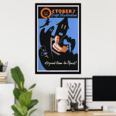 Het helderblauwe Weather van oktober Poster (Thuiskantoor)