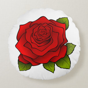 Het heldere Rood nam Art. toe Rond Kussen