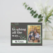het hele leven lachen van het kerstblad briefkaart (Staand voorkant)