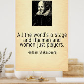 Het hele wereldtoneel is William Shakespeare Quote Poster (Keuken)