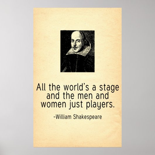 Het hele wereldtoneel is William Shakespeare Quote Poster (Voorkant)