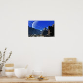 Het hellen van de Herschel-krater van de maan van  Poster (Keuken)