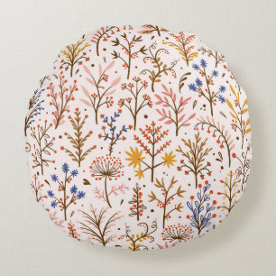 Het herfst Floral naadloos patroon. Doodle Planten Rond Kussen