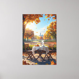 Het herfst ontbijt canvas afdruk