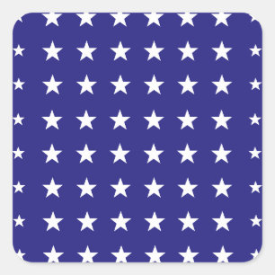 Het herhalen van Witte Stars op Blauw Achtergrondp Vierkante Sticker
