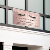 Het heropenen van schoonheidssalon roos gouden gli spandoek (Buitenkant Gebouw)