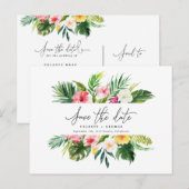 Het het bladmanuscript van de Tropische waterverf  Aankondigingskaart (Voorkant / Achterkant)