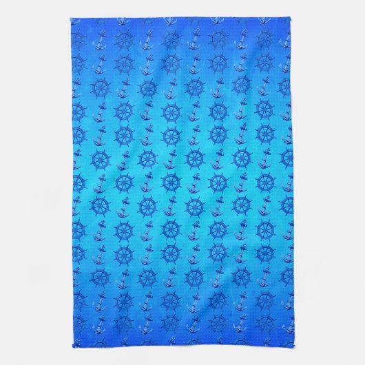 Het het blauwe Wiel en Anker van Schepen Theedoek (Verticaal)