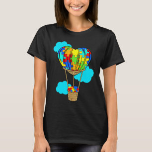 Het hete luchtballon-autisme bewustzijn Cute Heart T-shirt
