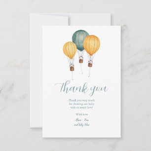 Het hete luchtballon babyshower bedankkaart