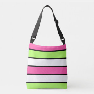 Het hete Roze, kalkt Groene, Zwart-witte Strepen Crossbody Tas