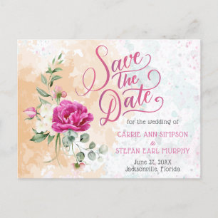 Het hete Roze Kleur Splash Weddenschap sparen de D Briefkaart