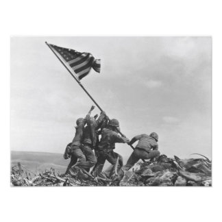 Het hijsen van de vlag op Iwo Jima Foto Afdruk