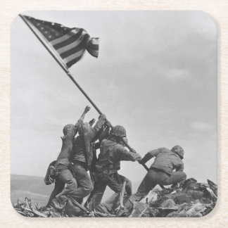 Het hijsen van de vlag op Iwo Jima Vierkante Kartonnen Onderzetter