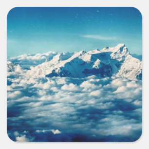 Het Himalaya-gebergte in Clouds Blue Sky Vierkante Sticker