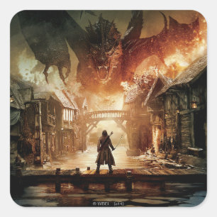 Het Hobbit - Laketown Movie Poster Vierkante Sticker