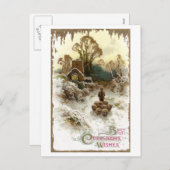 Het Hoeden van de herder Vintage Kerstmis van Feestdagenkaart (Voorkant / Achterkant)