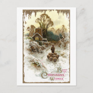 Het Hoeden van de herder Vintage Kerstmis van Feestdagenkaart