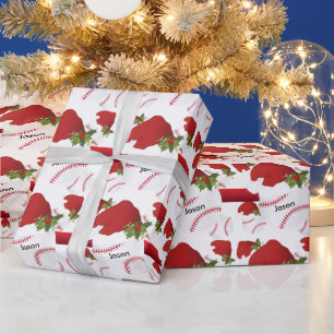 Het Honkbal Diy- Tekst van Kerstmis Cadeaupapier