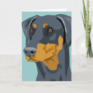 Het Hoofd van Doberman, Blauw, Uncropped Kaart