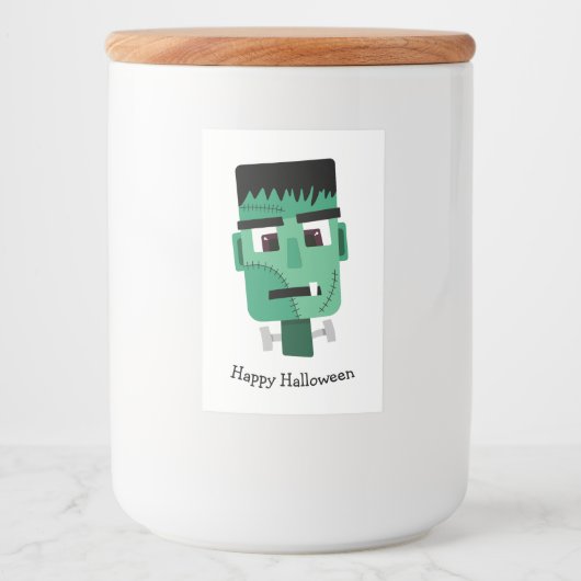 Het hoofd van het monster van Frankenstein Voedselcontainer Etiket (Voorkant)