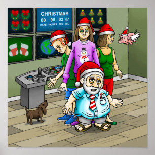 Het hoofdkwartier van de Kerstman op kerstavond Poster