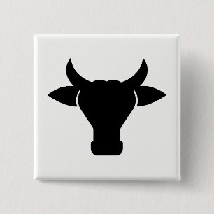 Het HoofdSilhouet van de koe Vierkante Button 5,1 Cm