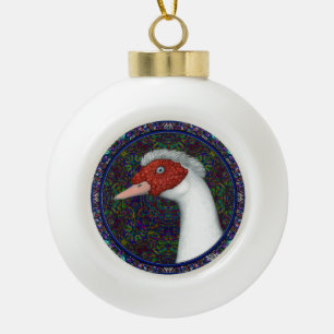 Het HoofdWit van de Eend van Muscovy Keramische Bal Ornament