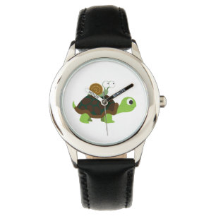 Het horloge van de schildpad en van de slak