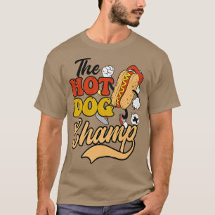 Het Hot Dog Champ Design Hot Hondenliefhebber T-shirt