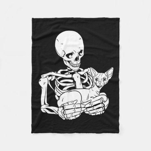 Het houden van Cat Funny Halloween Skull Sphynx Ca Fleece Deken (Voorkant)