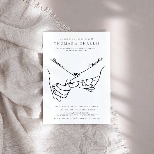 Het houden van Handen Minimaal Casual Elopement Br Kaart