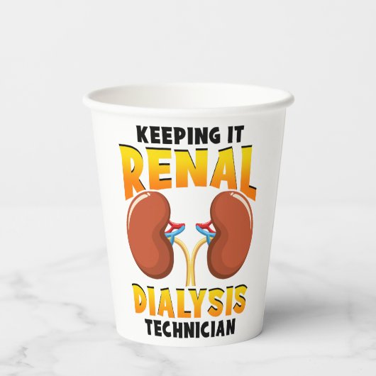 Het houden van het nierdialyse technicus niergroep papieren bekers (Achterkant)