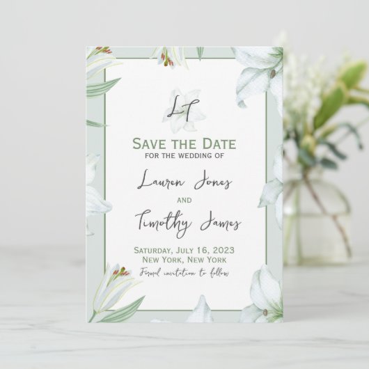 Het houden van Lillies sparen de Datum Save The Date (Staand voorkant)