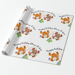 Het houden van tweelingen apen verjaardagsdagsverp cadeaupapier