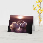 Het houden Zwans die een Hart vormen Kaart (Gele Bloem)