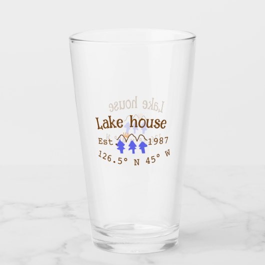 Het huis aan het meer. Datum jaar aangepaste coörd Glas (Voorkant)