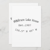 Het huis aan het meer. Datum jaar aangepaste coörd Kaart (Voorkant / Achterkant)