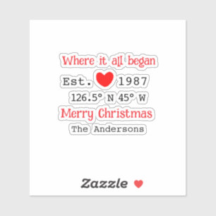 Het huis aan het meer. Datum jaar aangepaste coörd Sticker