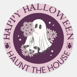Het huis achtervolgen Happy Halloween Ronde Sticker