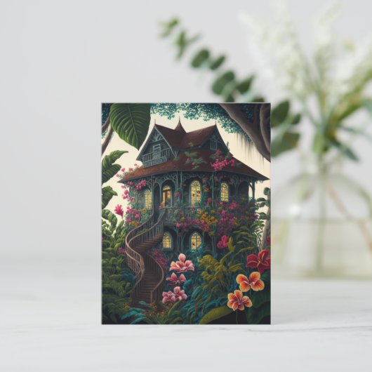 Het huis in een Briefkaart van het tropische parad (Staand voorkant)