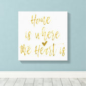 Het huis is waar het hart Inspirerend citaat is Canvas Afdruk (Insitu (Houten vloer))