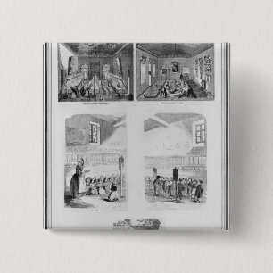 Het huis van de gieterij vierkante button 5,1 cm