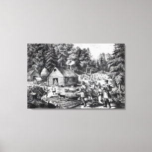 Het huis van de pioneer aan de Westerne grens Canvas Afdruk