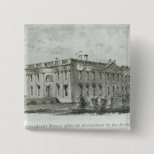 Het huis van de President na de vernietiging Vierkante Button 5,1 Cm